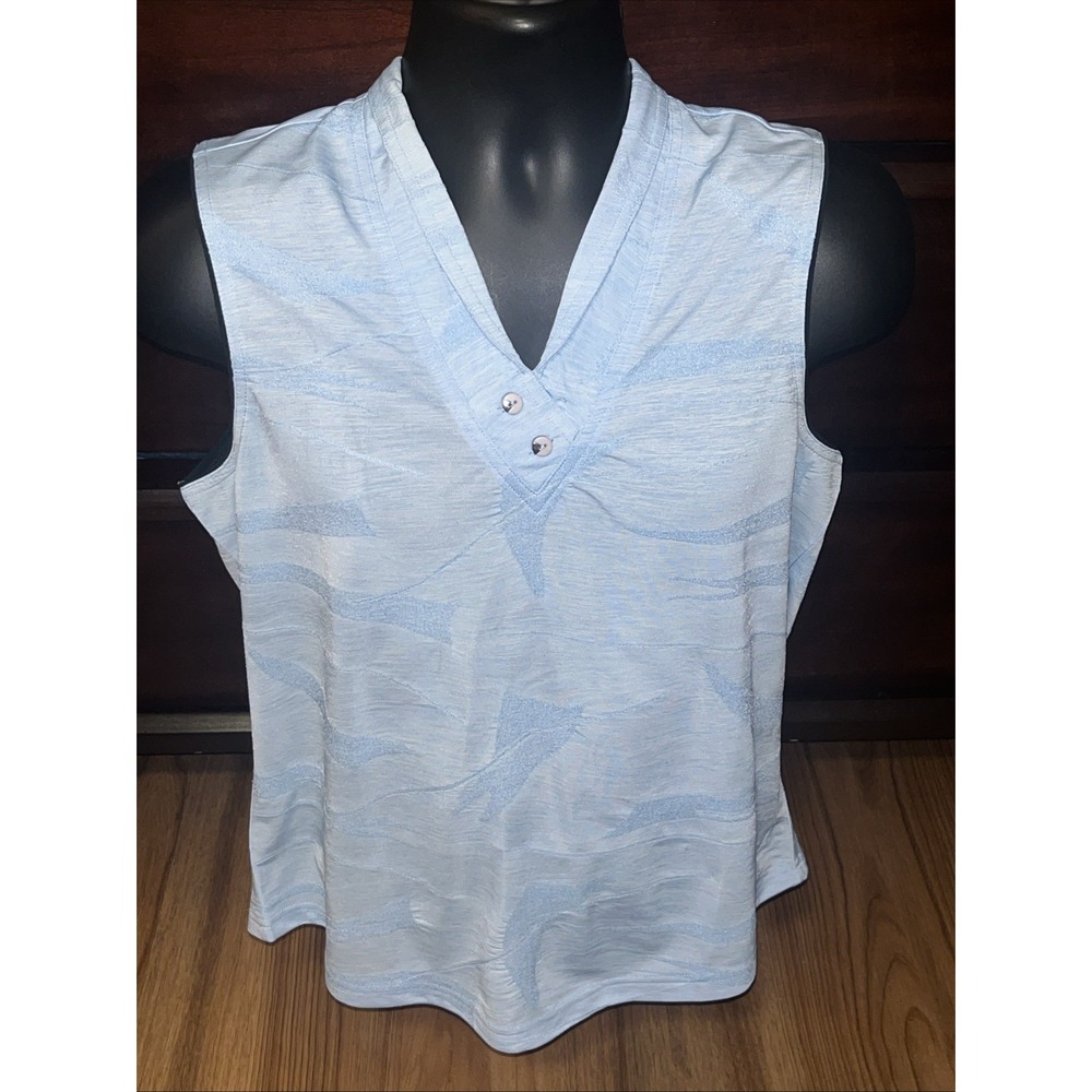 Jamie Sadock Golf Top Womens Light Blue Size Large Sleeveless Shirt Active